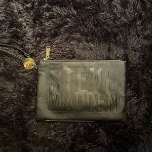 Steve Madden Black Toiletry Bag with Gold Accents